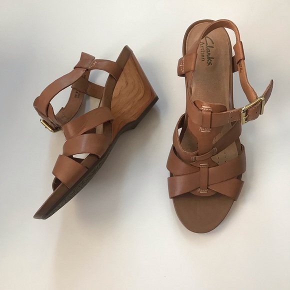 Clarks brown wedge sandals Clearance